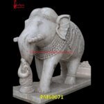 Antique Finish White Marble Elephant