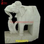 White Marble Stone Elephant For Decor