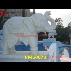 Carved White Marble Stone Elephant Statue