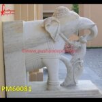 Carved White Marble Elephant Statue