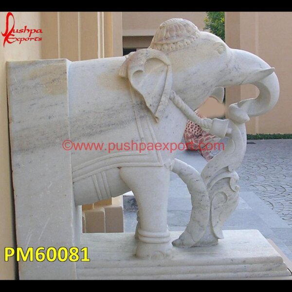 Carved White Marble Elephant Statue Silver Furniture, White Metal ...