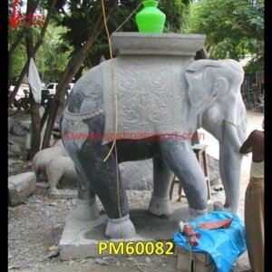 Black Stone Carved Elephant Statue