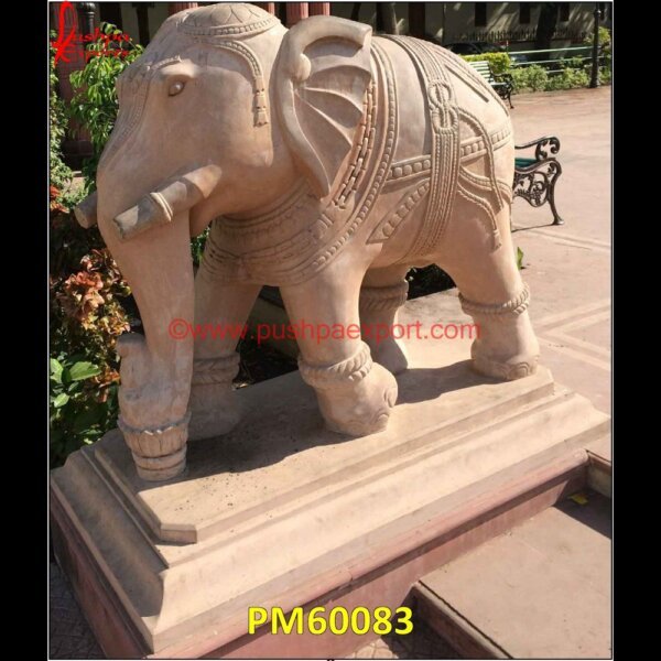 Pink Sandstone Elephant Statue PM60083 marble carved elephant india,marble elephant big size,marble elephant india,marble elephant pair,marble elephant price.jpg