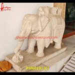 Elephant Statue White Marble