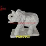 White Marble Baby Elephant Sculpture