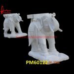 Elephant White Marble Stone Statue