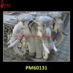 Antique Finish White Marble Elephant Figurine