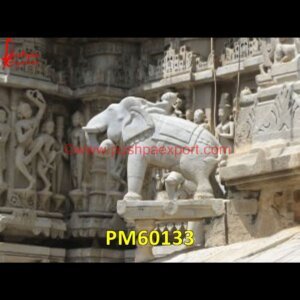 Elephant Art Carving White Marble Statue