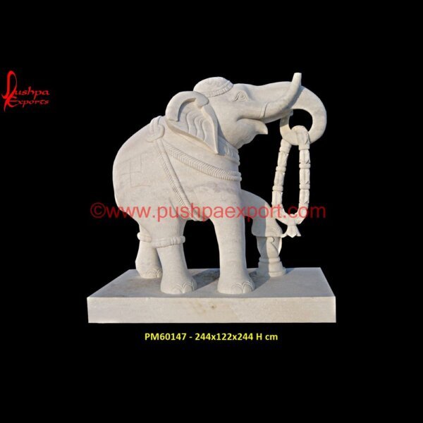 Figurine Of White Marble Elephant PM60147 - marble carved elephant,marble carved elephant india,marble elephant big size,marble elephant india,marble elephant pair,marble elephant price.jpg