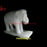 White Stone Carved Elephant Statue