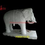 White Stone Carved Elephant Statue