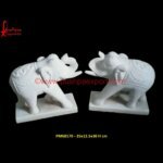 Carving Elephant Statue Of White Marble