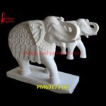 Natural White Marble Carved Elephant Statue