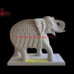 Natural White Marble Carved Elephant Statue