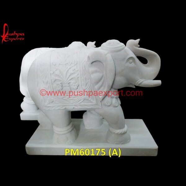 Marble Carved Elephant Stone Statue PM60175 (A) green stone elephant,hand carved marble elephant,hand carved stone elephant,indian marble inlay elephant,indian stone elephant carving.jpg