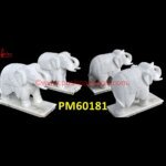 Carved White Marble Elephant Figure