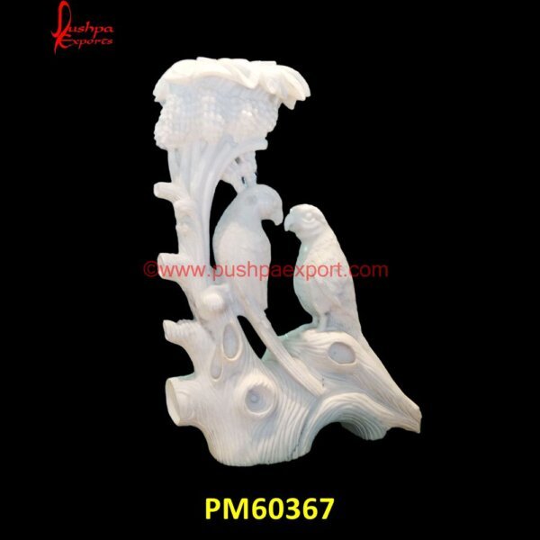 White Marble Parrot Statue PM60367 animal marble statue,carved stone animal statue,marble animal figurine,marble animal sculpture,marble animal statue,stone animal.jpg