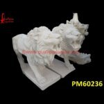 Natural White Stone Lion Figurine