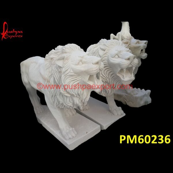 Natural White Stone Lion Figurine PM60236 lion carving,chinese stone lion,white marble lion statue,the carved lions,stone lions for yard,stone lions for sale.jpg