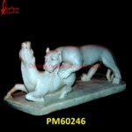 Carved Marble Lion Statue