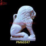 Carved White Marble Stone Lion Figure