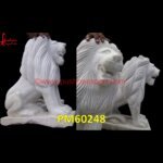 Carving White Marble Stone Lion Statue