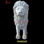 Carved Lion Statue Of White Marble