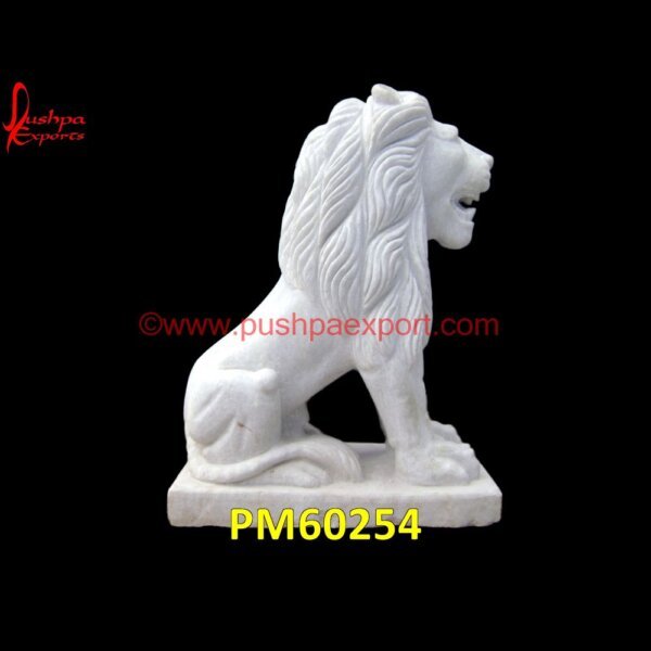 White Marble Carved Lion Sculpture PM60254 small marble lion statue,pair of stone lions,old stone lions,mountain lion carving,marble statue of a lion,marble lion statue price.jpg