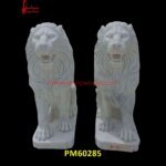 Carved Lion Figurine Of White Marble