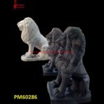 Carved Black Marble Stone Lion Statue