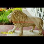 Rustic Finish White Marble Lion Statue