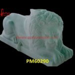 Carved White Marble Lion Sculpture