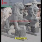 Carved Grey Stone Lion Figurine