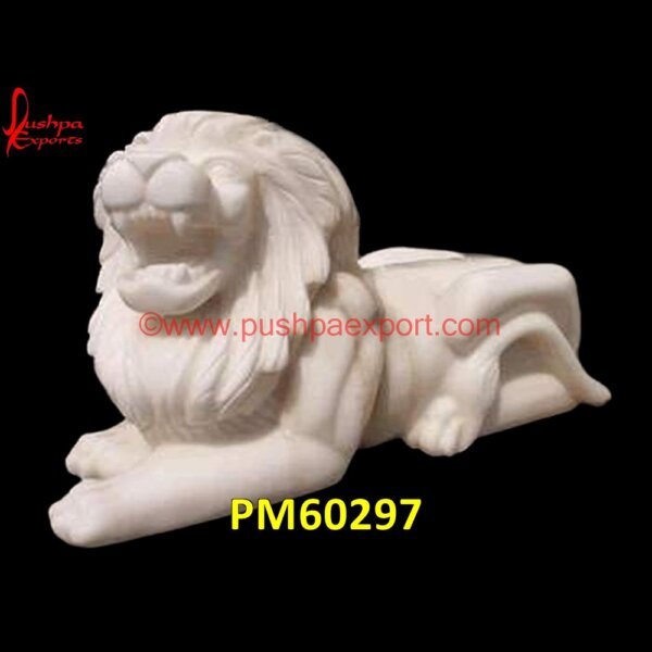 White Marble Stone Lion Sculpture For Garden PM60297 stone lion sculpture,stone lion in vietnam,stone lion head,stone lion garden statues,stone lion face,stone lion exterior,stone lion color.jpg