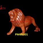 Red Sandstone Carved Lion Figurine