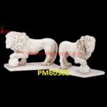 Natural White Marble Stone Lion Statue