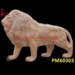 Carved Pink Marble Lion Statue