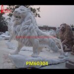 Carved White Marble Lion Figurine