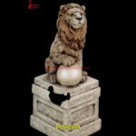 Dull Finish White Marble Stone Lion Statue