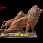 Pink Marble Stone Lion Statue