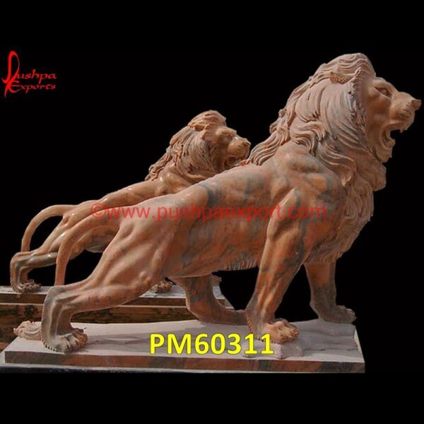 Pink Marble Stone Lion Statue PM60311 large stone lions,how to carve a lion,hand carved lion,giant lion carving,giant carved lion,cast stone lion head.jpg