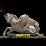 Hunting Lion Marble Statue