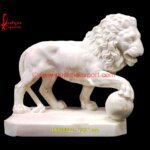 Carved Natural White Marble Stone Lion Statue