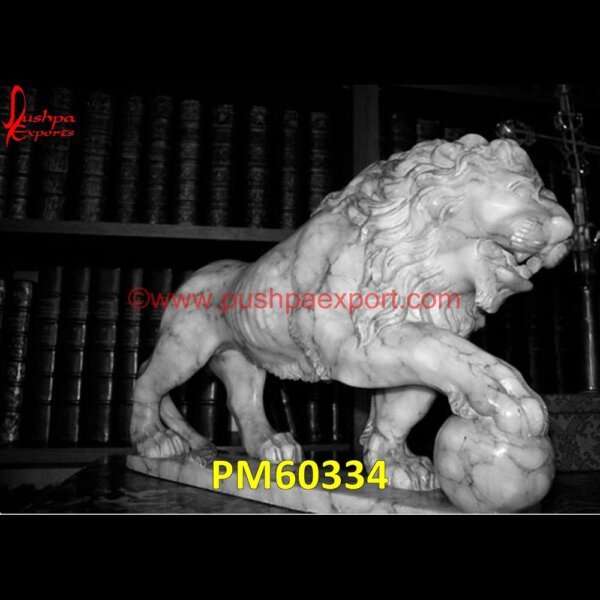 Natural White Marble Lion Figurine PM60334 white marble lion statue,the carved lions,stone lions for yard,stone lions for sale,stone lions for garden,stone lions for front of house.jpg