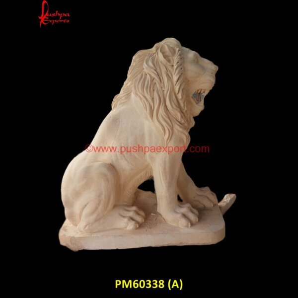 Carved Sandstone Lion Figurine PM60338 (A) small stone lions,small marble lion statue,pair of stone lions,old stone lions,mountain lion carving,marble statue of a lion,marble lion statue price.jpg