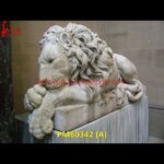 Antique Finish Marble Lion Statue
