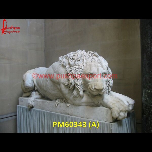 White Marble Stone Carved Lion Statue PM60343 (A) stone lion head fountain,stone lion head wall fountain,stone patio fountains,stone pillar fountain,stone pond fountain,stone table fountain.jpg