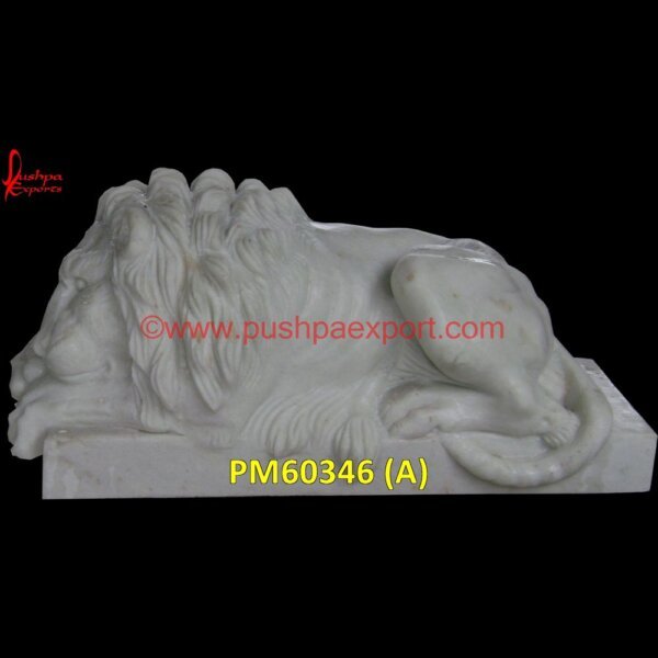 White Marble Carving Lion Statue PM60346 (A)stone lion,stone lions in front of house,stone lion statues,north lion stone,marble lions,marble lion statue,lion stone,lion carving.jpg