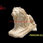 Dull Finish White Marble Stone Lion Figure