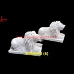 White Marble Stone Carving Siting Lion Statue